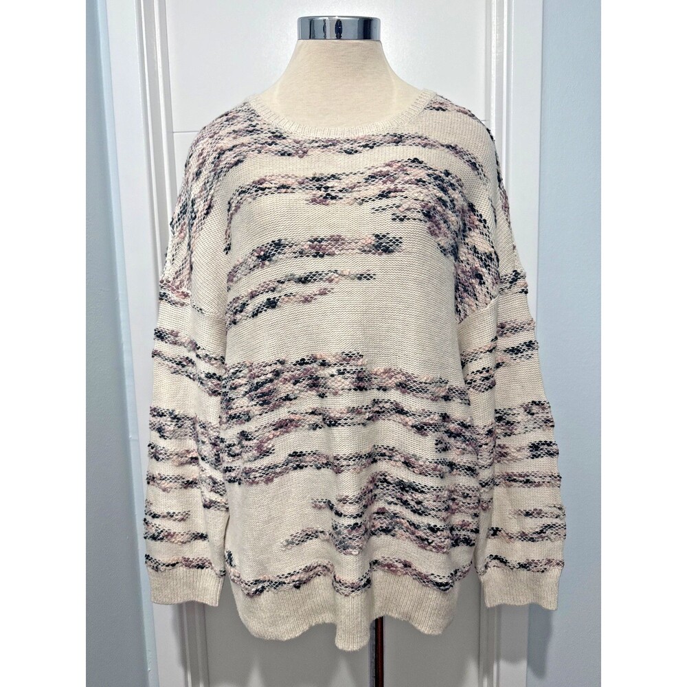 J Jill PureJill Oatmeal Textured Knit Crew Neck Relaxed Pullover Size 2x NEW
